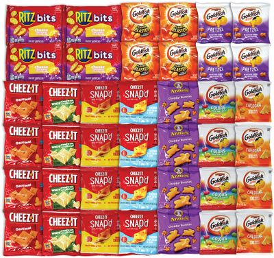 Niro Assortment | 40 Packs Individual Bags Cheese Crackers Variety Pack, Cheez-It, Gold fish, Annie&#39;s, and Ritz Bits Snack Packs | Snacks for Adults and Children