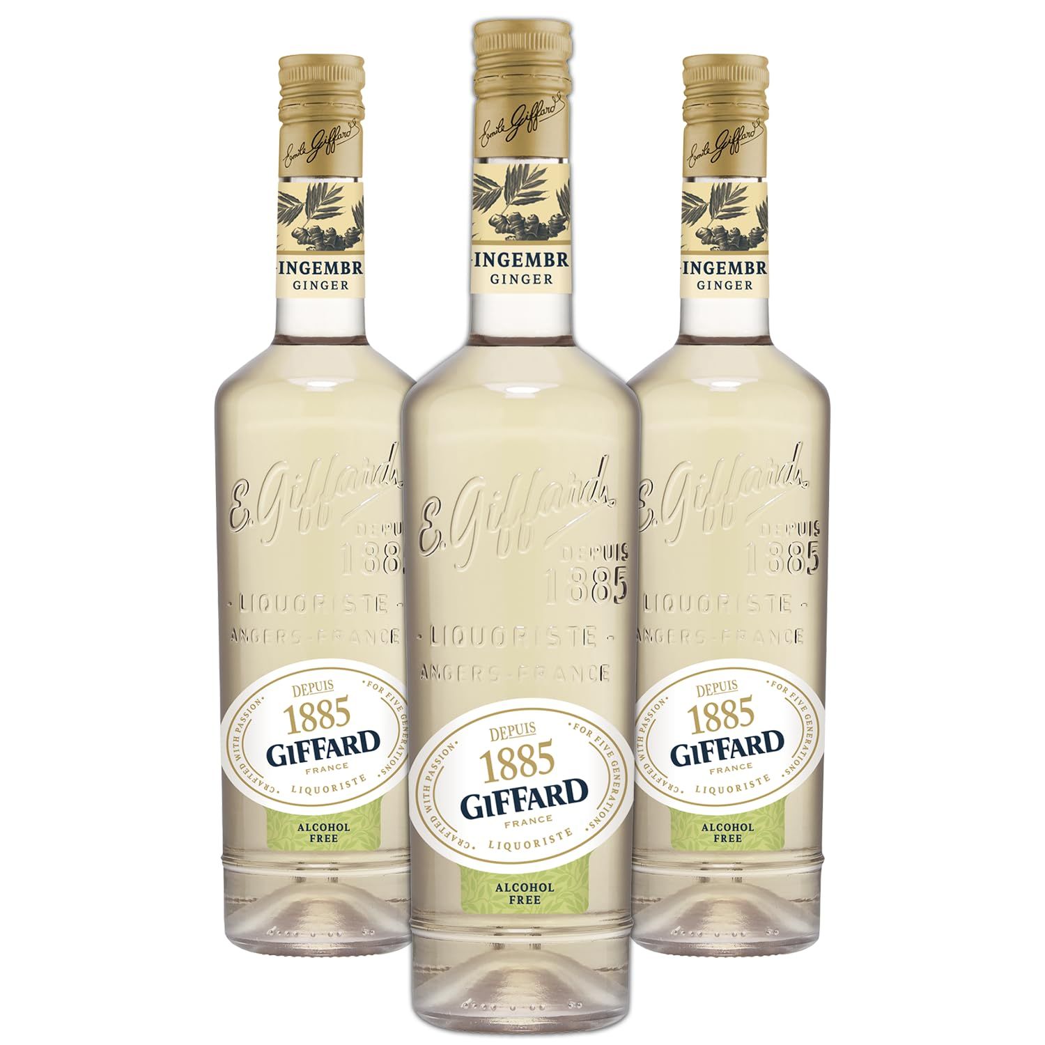 Giffard Depuis 1885 Ginger Alcohol-Free Liqueur 3 Pack-Made in France, 700ml Bottles, Perfect for Spritzers, Mixed Drinks
