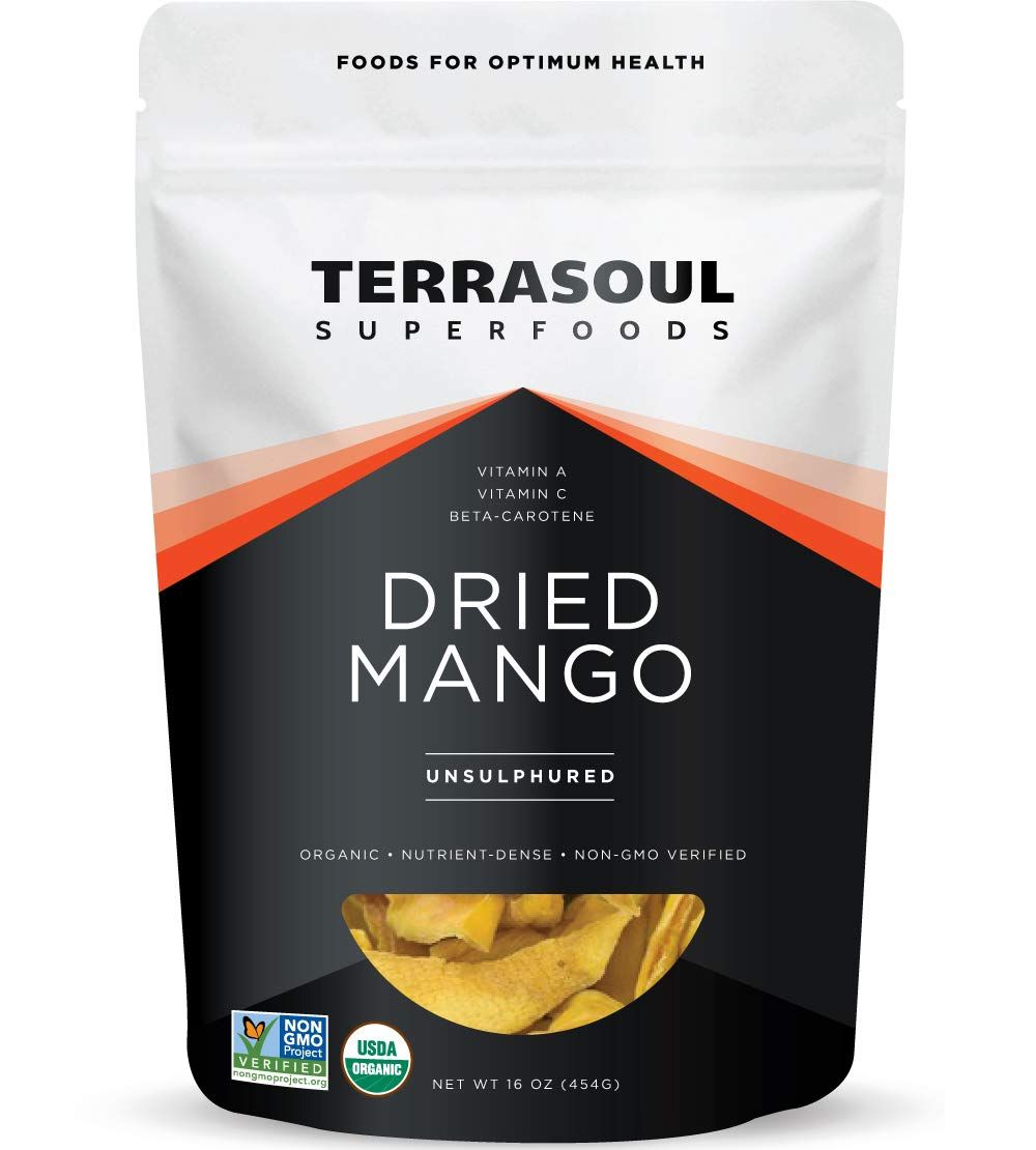 Terrasoul Superfoods Organic Dried Mango Slices, 16 Oz - Naturally Sweet &amp; Tart | No-Added Sugar | Healthy Prebiotic