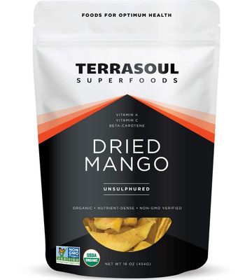 Terrasoul Superfoods Organic Dried Mango Slices, 16 Oz - Naturally Sweet &amp; Tart | No-Added Sugar | Healthy Prebiotic