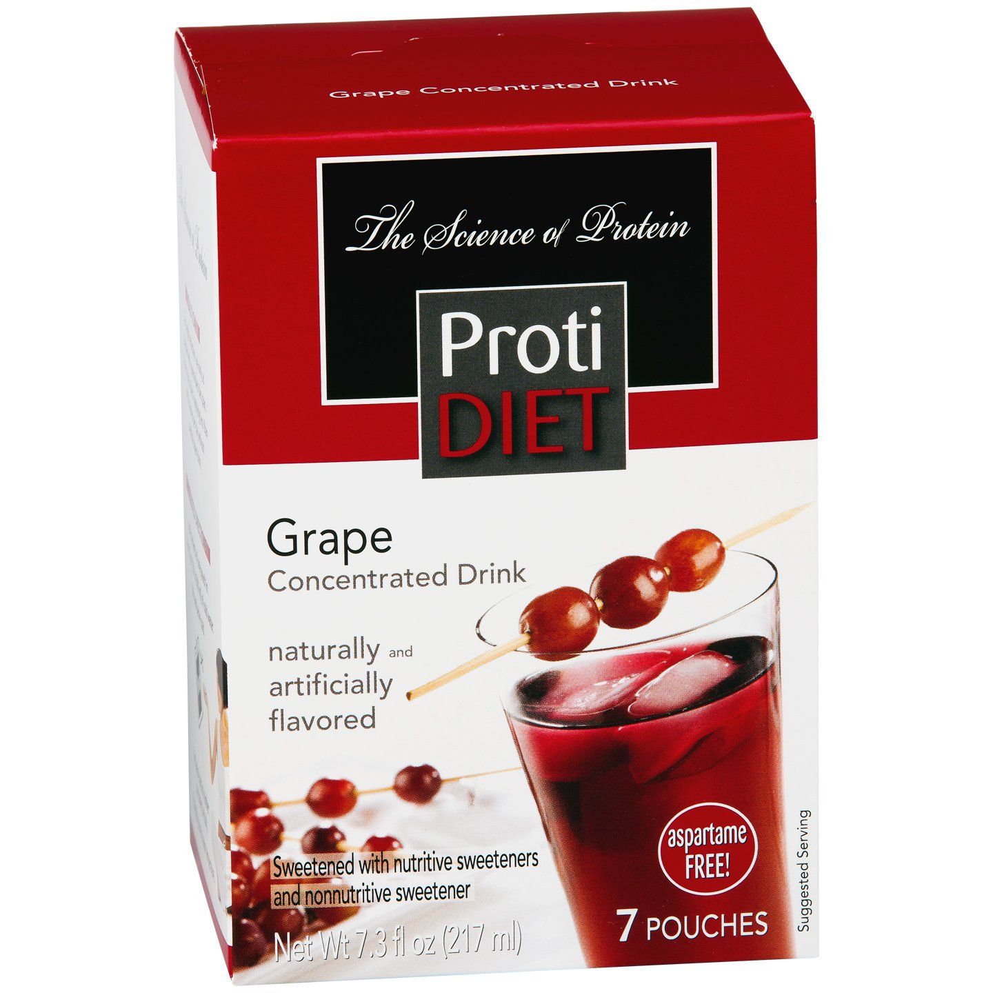 ProtiDIET Concentrated Grape High Protein Nutritional Drink Mix - Low Sugar, No Fat, Quick and Easy to Make Delicious Grape Juice Flavor for a Boost of Energy - 7 Pouch Per Box