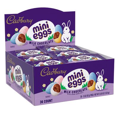 CADBURY MINI EGGS Milk Chocolate, Easter Basket Easter Candy Packs, 1.5 oz (36 Count)