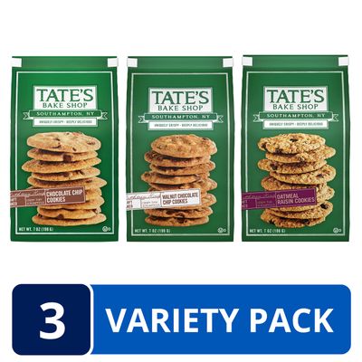 Tate's Bake Shop Variety Pack - Oatmeal Raisin, Chocolate Chip Walnut &amp; Chocolate Cookies, 3 - 7 oz Bags