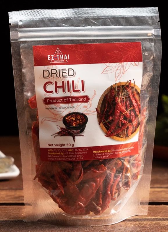 Thai Whole Dried Red Chili Peppers 5.29 Oz 150 Grams