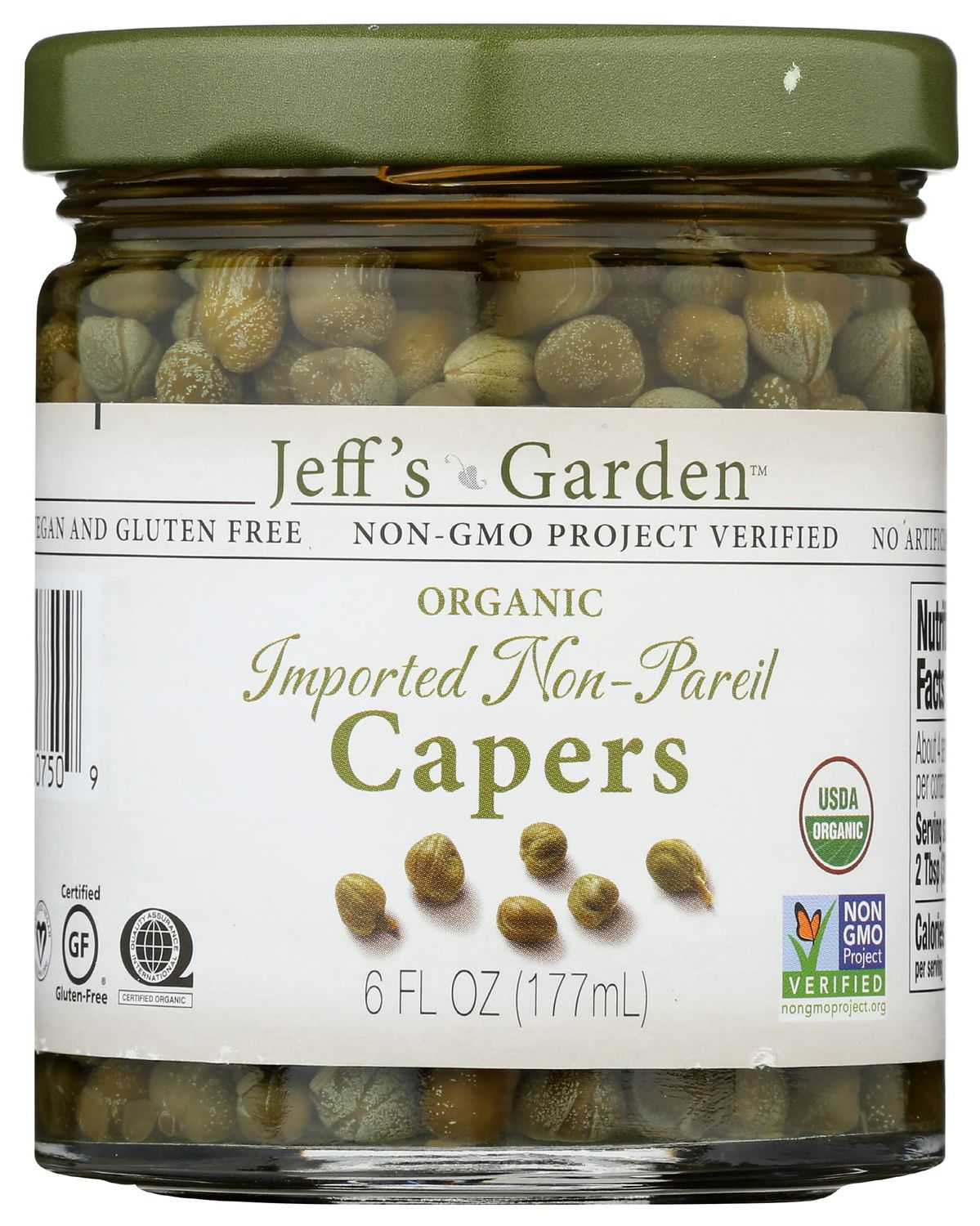 Jeffs Naturals Garden Organic Imported Non Pareil Capers, Gluten Free, Non GMO, 6 Ounce (Pack of 6)