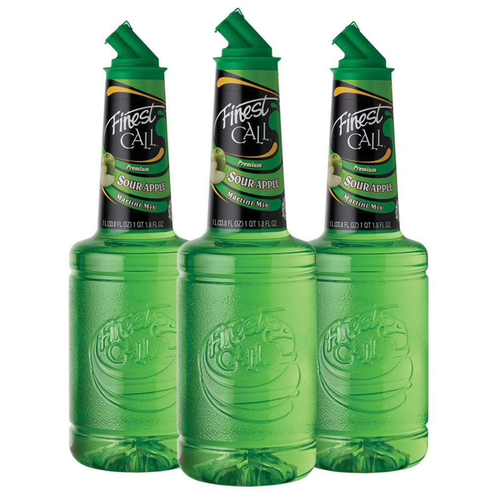 Finest Call Premium Sour Apple Martini Drink Mix, 1 Liter Bottle (33.8 Fl Oz), Pack of 3