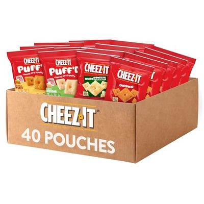 Cheez-It Cheese Crackers, Baked Snack Crackers, Lunch Snacks, Variety Pack (40 Pouches)