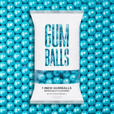 Candy Envy - Shimmer Light Blue 1 Gumballs - 2lb Bag - Approximately 113 Gumballs Per Bag