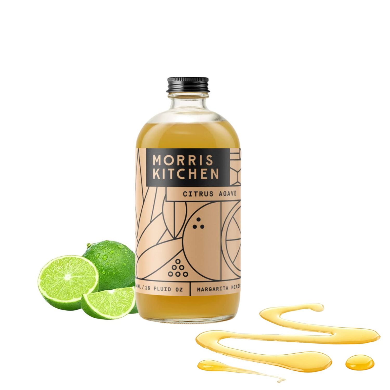 Morris Kitchen Citrus Agave Cocktail Mixer - Zesty Flavored Lime Drink Mix, Mocktails Slushie Shaved Icee Snow Cone for Vodka Tequila, Mezcal 16oz