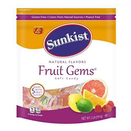 Jelly Belly Sunkist Fruit Gems (Individually Wrapped) - 2 Pound Resealable Pouch Bag - Genuine, Official, Straight from the Source