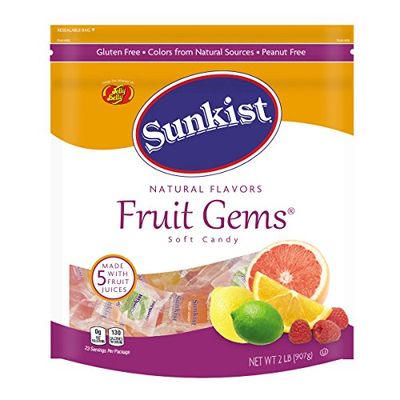 Jelly Belly Sunkist Fruit Gems (Individually Wrapped) - 2 Pound Resealable Pouch Bag - Genuine, Official, Straight from the Source