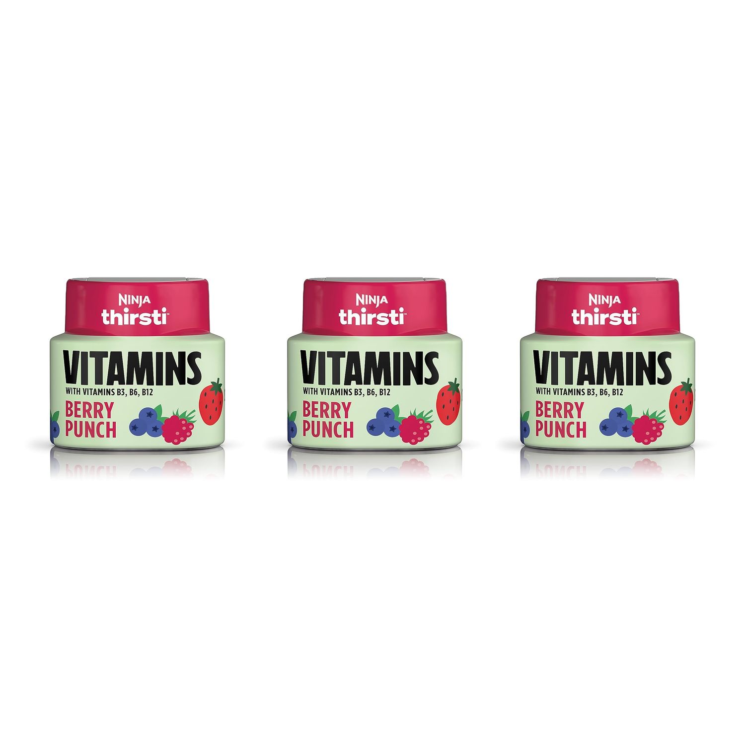 Ninja Thirsti Flavored Water Drops, FRUITI CHILL Berry Burst, Bold Fruit Flavor, Sparkling or Still, Zero Calories, Zero Sugar, Makes 17, 12oz drinks, 3 Pack, WCFBRPNAM