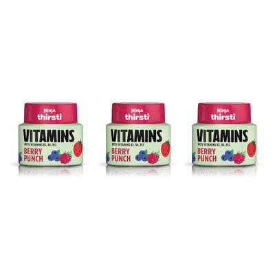 Ninja Thirsti Flavored Water Drops, FRUITI CHILL Berry Burst, Bold Fruit Flavor, Sparkling or Still, Zero Calories, Zero Sugar, Makes 17, 12oz drinks, 3 Pack, WCFBRPNAM