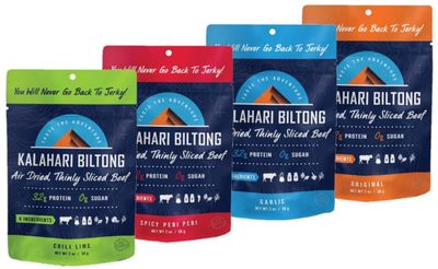 Variety Pack Kalahari Biltong, Air-Dried Thinly Sliced Beef, 2oz (Pack of 4), Sugar Free, Gluten Free, Keto &amp; Paleo, High Protein Snack