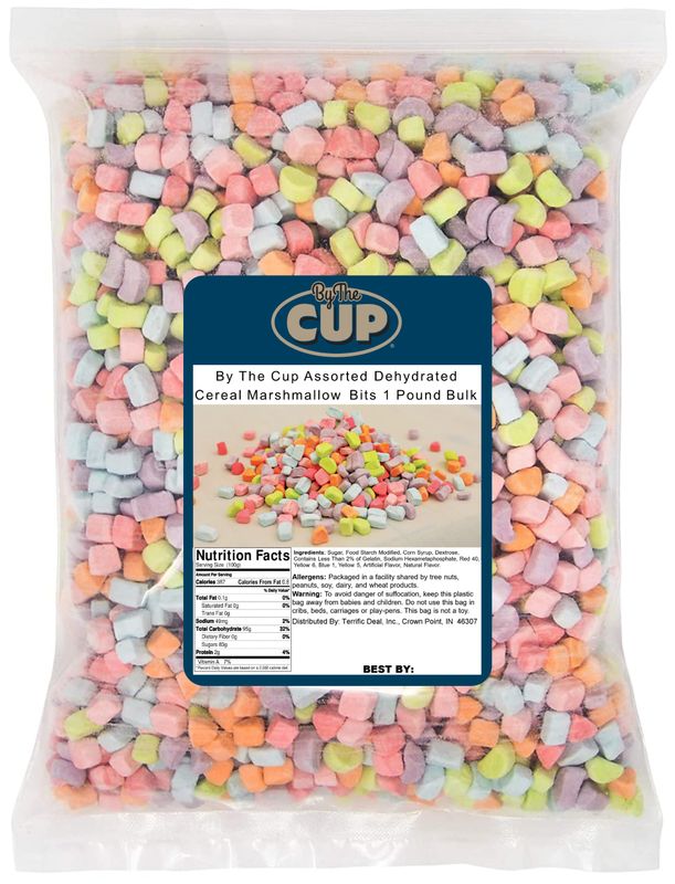 By The Cup Assorted Dehydrated Cereal Marshmallow Bits, 1 Pound Bulk Bag