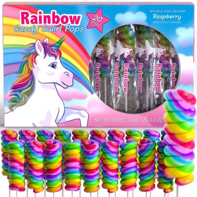 Unicorn Lollipops Individually Wrapped 20pk- Unicorn Party Favors - Unicorn Candy For Unicorn Goodie Bags - Rainbow Candy For Rainbow Party Favors &amp; Unicorn Birthday Decorations