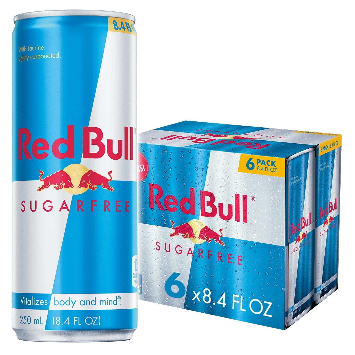 Red Bull Sugar Free Energy Drink with 80mg Caffeine plus Taurine &amp; B Vitamins, 8.4 Fl Oz, Pack of 6 Cans