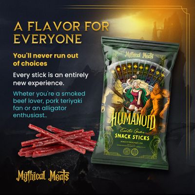 Mythical Meats Humanoid Exotic Game & Beef Sticks - Individually Wrapped Beef Jerky Sticks - Keto Friendly High Protein Meat Snack for Adults and Kids - Variety Pack of 10 Meat Sticks