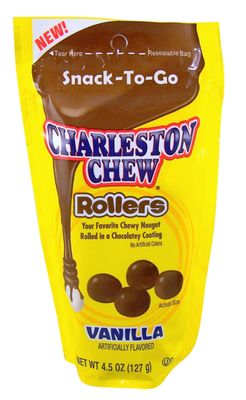 Charleston Chew Rollers Vanilla Snack-To-Go Resealable Bag, 4.5 oz, Pack of 3