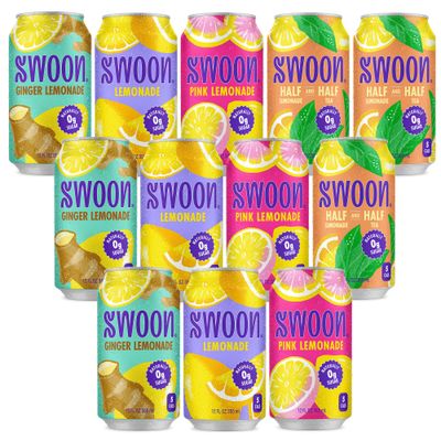 Swoon Lemonade Variety Pack - Low Carb, Paleo-Friendly, Gluten-Free Keto Drink - Zero Sugar Drinks Made with 100% Natural Lemon Juice Concentrate &amp; Sweetened by Monk Fruit, 12 Fl oz (Pack of 12)