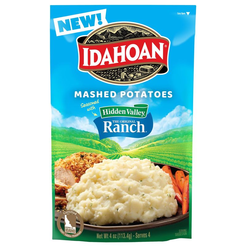 Idahoan Mashed Potatoes seasoned with Hidden Valley Original Ranch, 4 oz (Pack of 12)