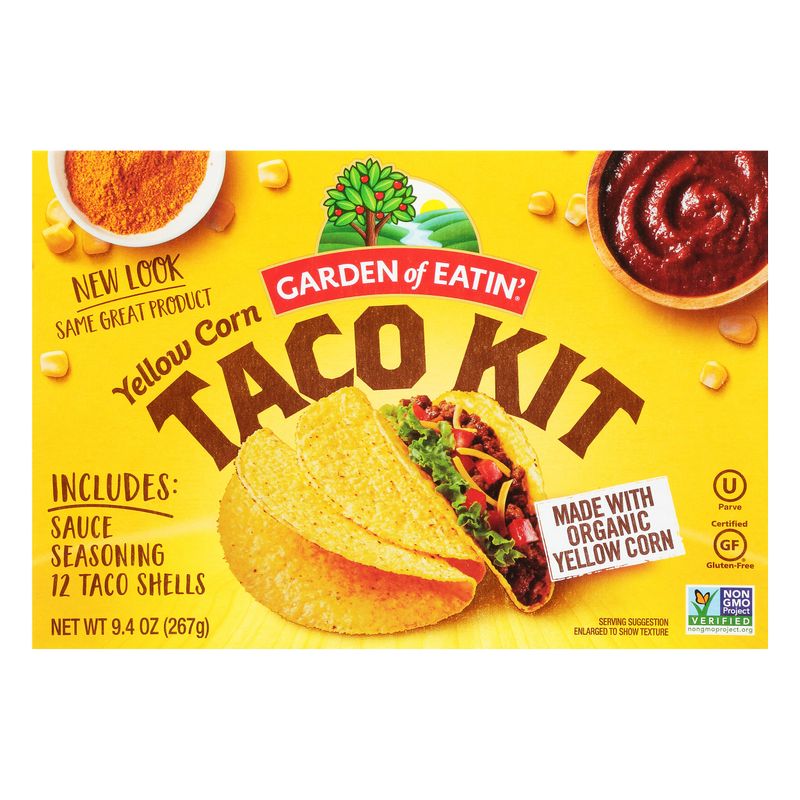 Garden of Eatin&#39;, Yellow Corn Taco Shells, Dinner Kit, 12 Taco Shells, 9.4 Oz