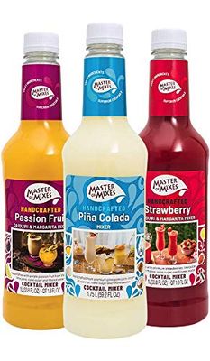 Master of Mixes Fruity Frozen FUNdamentals Variety Pack: Pina Colada, Strawberry Daiquiri, and Passion Fruit Daiquiri - Ready to Use, 1 Liter Bottles (33.8 Fl Oz), Pack of 3 Flavors