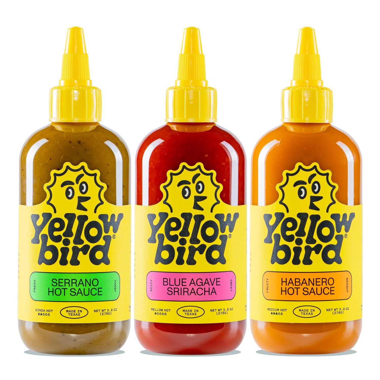 Hot Sauce Variety Pack by Yellowbird | Plant-Based, Gluten Free, Non-GMO | Homegrown in Austin | 9.8 oz (3-Pack)