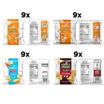 Simply, Variety Pack Snacks, 0.875 Ounce (Pack of 36)