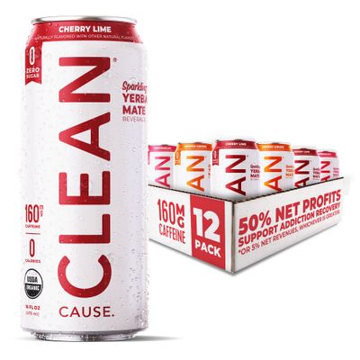 CLEAN Cause Zero Calorie Zero Sugar Yerba Mate Variety Pack, Organic Energy Drink Alternative (16oz cans, 12-Pack Case) Zero sugar, Keto Friendly, 160mg Caffeine, Better Alternative to Energy Drinks