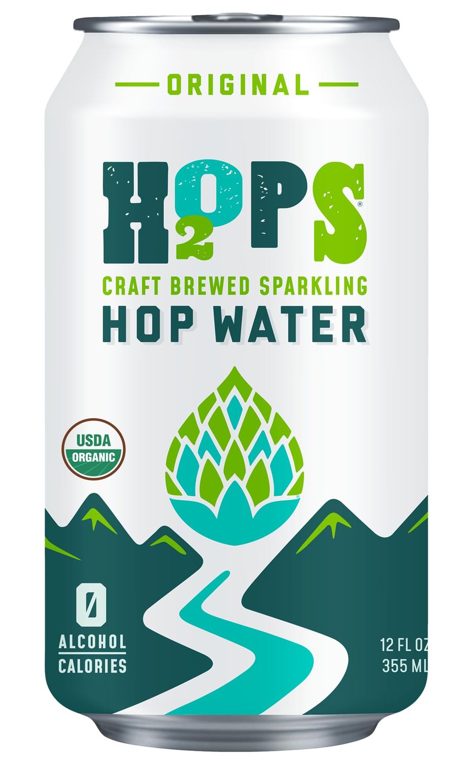H2OPS Sparkling Hop Water - Original (12 Pack) - Zero Calorie, NA Beer, Craft Brewed, Premium Organic Hops, Lightly Carbonated Hop Tea, Gluten Free, Unsweetened, Non Alcoholic drinks