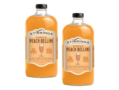 Stirring Simple Peach Bellini Non-Alcoholic Cocktail Mix, TWO 25.4 fl. oz. (750ml) Bottles