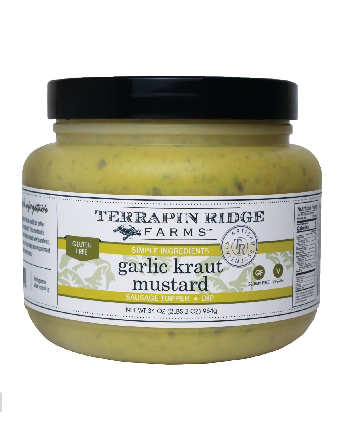 Terrapin Ridge Farms Garlic Kraut Mustard - One 34 Ounce Jar