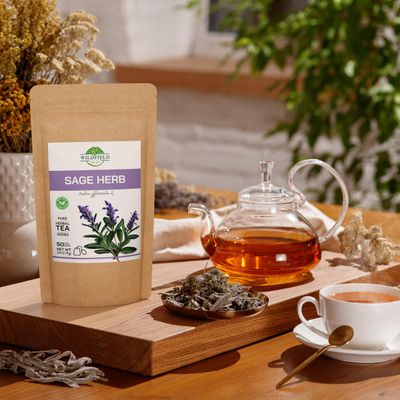 50 Bags Dried Sage Herb Herbs Tea (Salvia officinalis) - 50 count Tea Bags Sage Herbal Tea Salvia Sage
