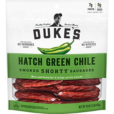 Duke&#39;s Pork Hatch Green Chile Smoked Shorty Sausages, 7g Protein Per Serving, 16oz
