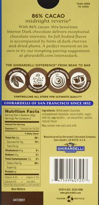 Ghirardelli Intense Dark Midnight Reverie Chocolate Bar, 3.17 Ounce (Pack of 12)