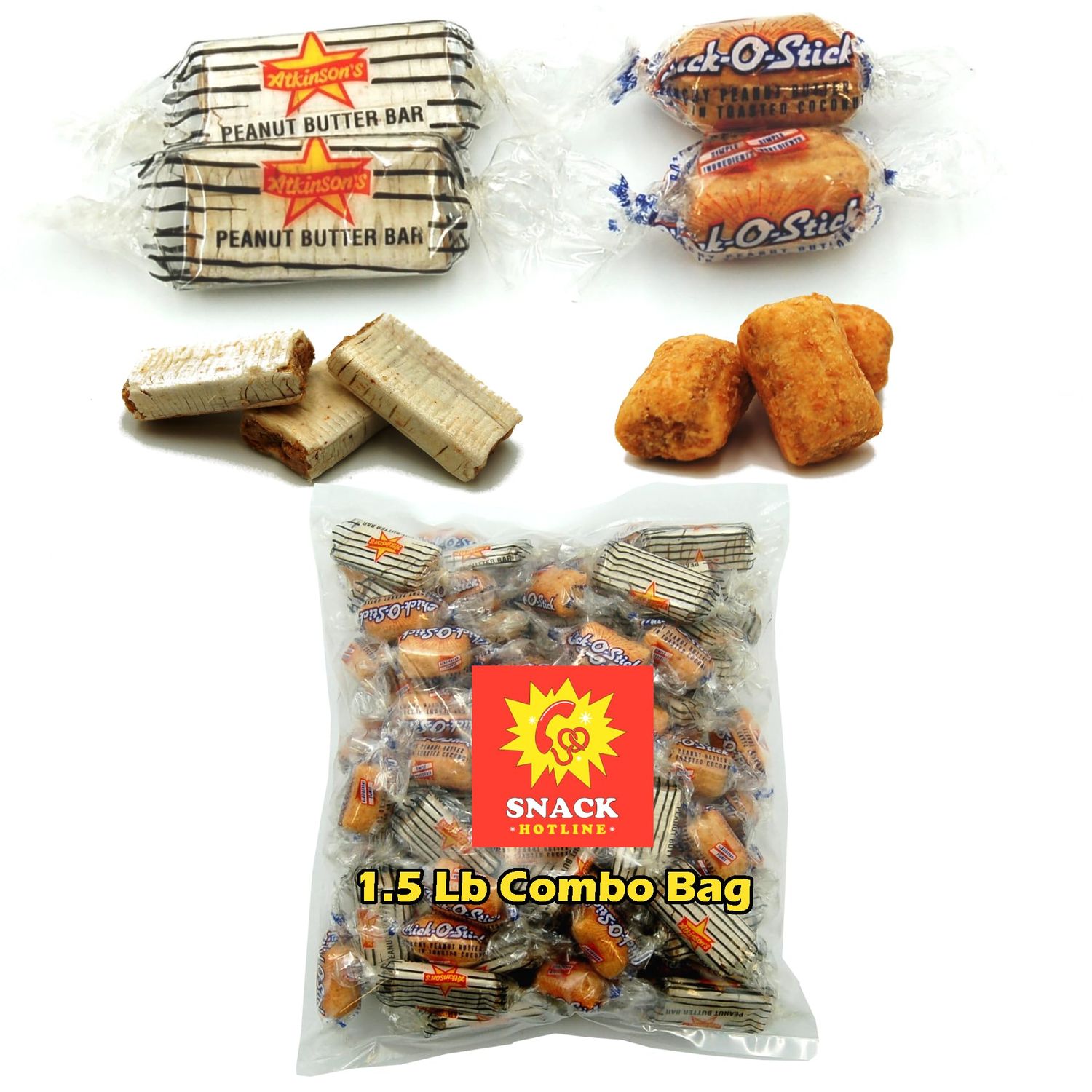 1.5 Lb Bag Chick-O-Stix Nuggets and Peanut Butter Bars - 50/50 of Each Crunchy Candy - Bulk Individually Wrapped-Fresh-Crispy-Delicious