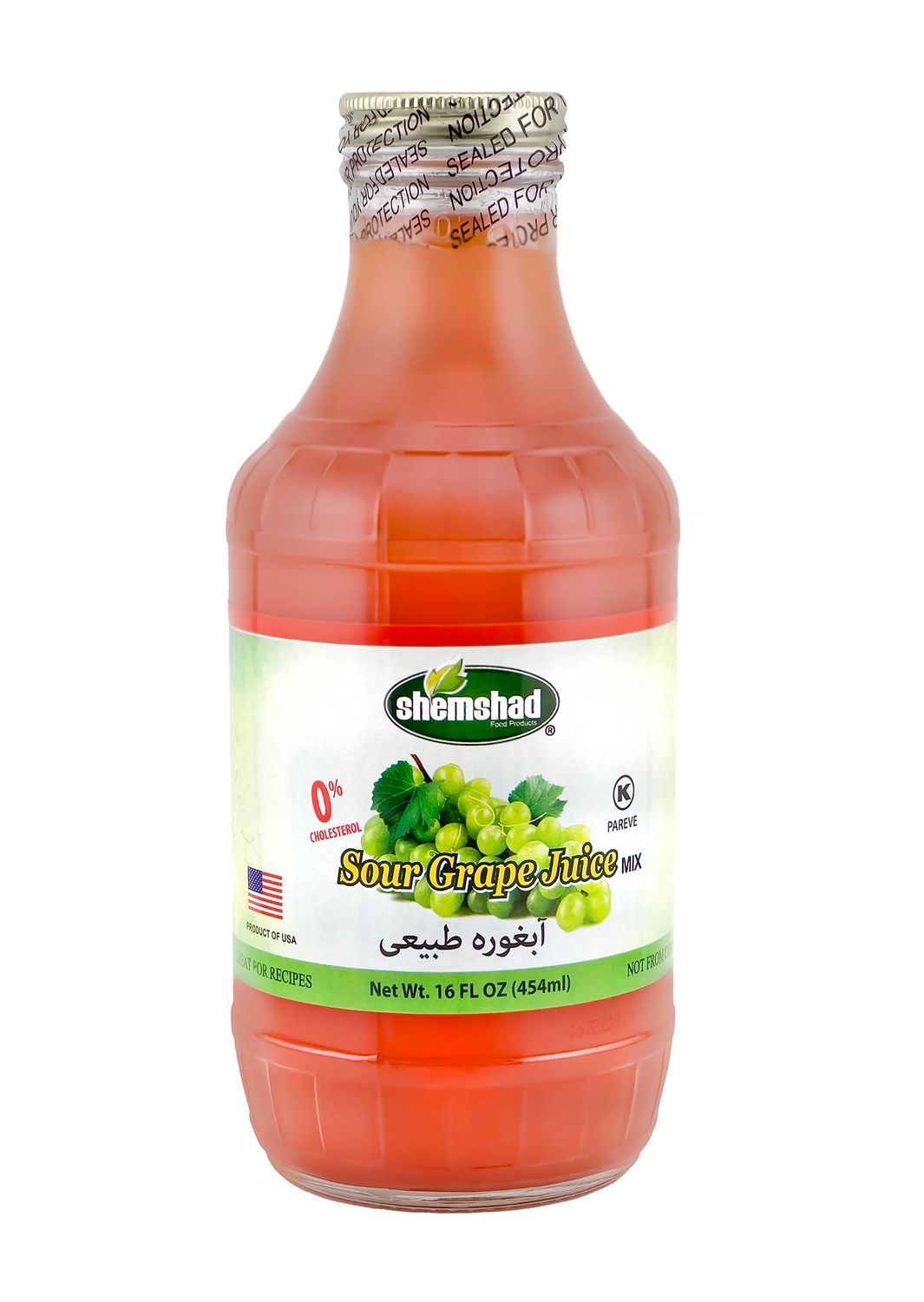 Shemshad Sour Grape Juice 16 Fl Oz - Persian Verjus (Abghooreh) Zesty &amp; Tart - Not from Concentrate, Perfect for Cooking &amp; Recipes - Kosher Certified, Proudly Made in USA - Natural