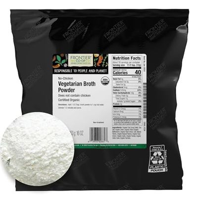 Frontier Co-op Vegetarian Broth Powder, 1-Pound Bulk Bag, Broth, Soup Base, Gravy, Hot Drink, Kosher