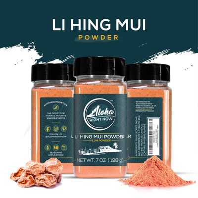 Aloha Right Now Authentic Li Hing Mui Powder 7 oz Shaker for flavoring fruits, candy, &amp; cocktail drinks - Sweet, Sour &amp; Salted Dried Plum Powder - Asian Hawaiian Snacks