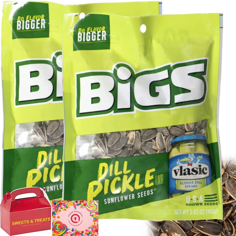 BIGS Sunflower Seeds | Keto Friendly Low Carb On The Go Snack | USA Roasted - Do Flavor Bigger - Vlasic Dill Pickle Spears Sunflower Seed - 2 Bags Plus Muchai Card