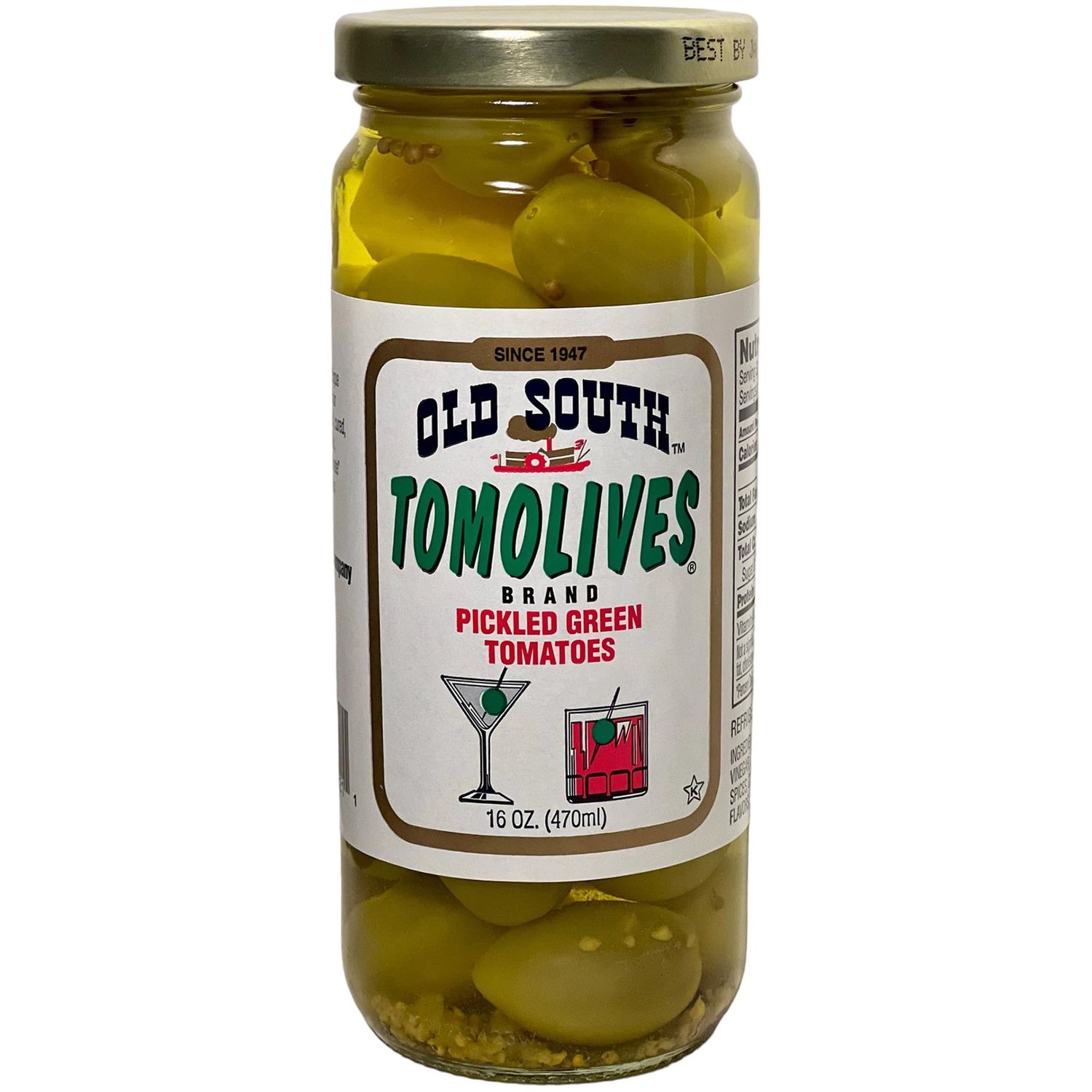Old South Tomolives Pickled Green Tomatoes, 16 Ounce (Pack of 1)