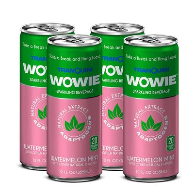 Wowie | Hemp Infused Sparkling Beverage for Stress and Anxiety Relief | All-Natural, Low Calorie | Non Alcoholic | Herbal Adaptogens Drink | 12oz Sleek Can