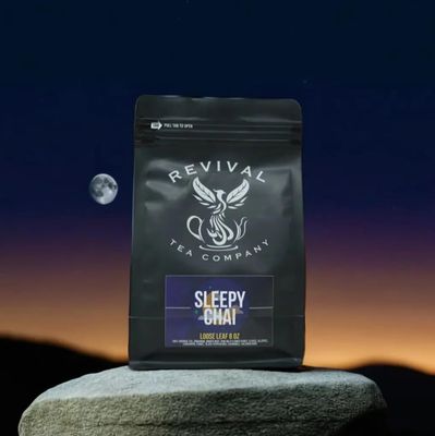 Revival Tea Company Sleepy Chai Tea - Rooibos Chai Tea Red Tea Blend with Valerian Root and Fresh Spiced Chai Flavor - Caffeine Free - 24 Tea Bags
