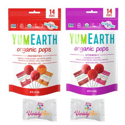 Yumearth Organic Assorted Flavors Lollipops and Assorted Vitamin C Lollipops with Variety Box Mints
