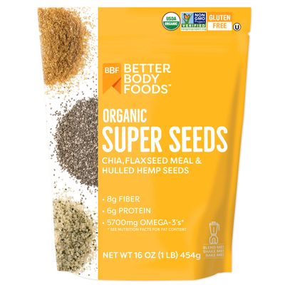 BetterBody Foods Superfood Organic Super Seeds - Blend of Organic Chia Seeds, Milled Flax Seed, Hemp Hearts, Add to Smoothies Shakes &amp; More, 1lb, 16 oz