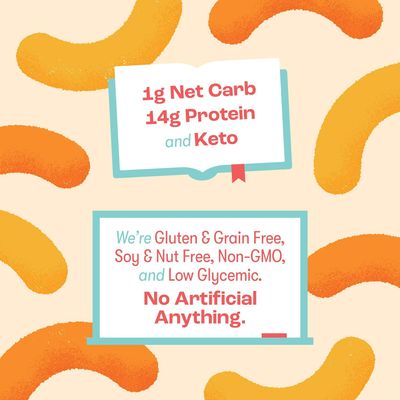 Schoolyard Snacks - Keto Chips, Low Carb, Low Sugar - Healthy Protein Snacks, Gluten Free - 15g Protein, Low Calories - Satisfy Cravings - High Protein Puff Snacks - Cheddar Cheese Flavor - 12 Bags