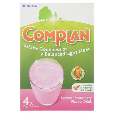 Complan Nutritious Vitamin Rich Drink Strawberry Flavour 4 x 55g Sachets