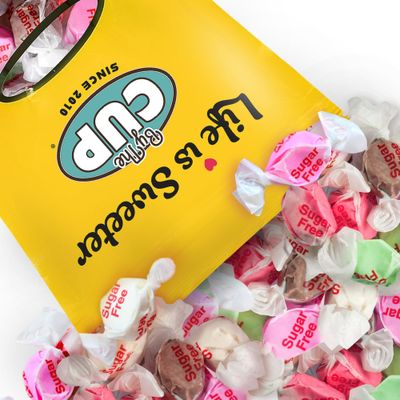 By The Cup Sweet Candy Co. Sugar Free Assorted Salt Water Taffy, 11 oz Bulk Bag