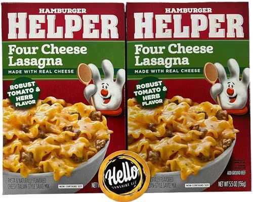 Betty Crocker Hamburger Helper, Four Cheese Lasagna 5.5 oz. Box (Pack of 2) Includes a Hello SunShine Fridge Magnet!! (Four Cheese Lasagna)